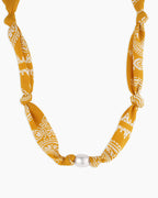 Paisley Bandana Pearl Necklace || option::18K Gold Plated, Yellow