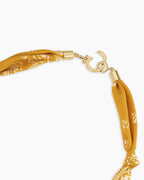 Paisley Bandana Pearl Necklace || option::18K Gold Plated, Yellow
