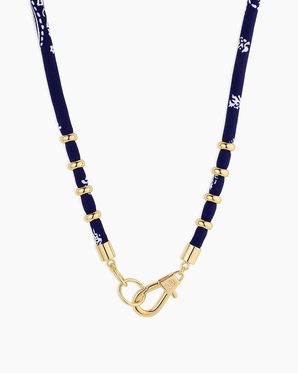 Paisley Bandana Long Necklace || option::18K Gold Plated, Navy