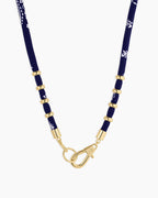 Paisley Bandana Long Necklace || option::18K Gold Plated, Navy