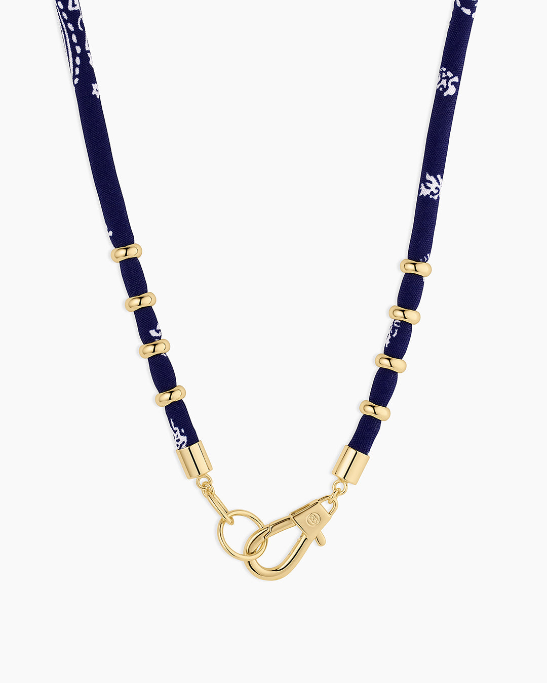 Paisley Bandana Long Necklace || option::18K Gold Plated, Navy