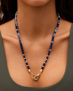 Paisley Bandana Long Necklace || option::18K Gold Plated, Navy