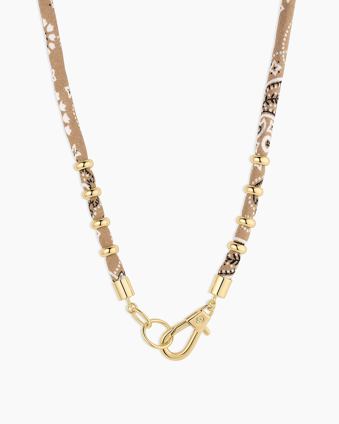 Paisley Bandana Long Necklace || option::18K Gold Plated, Taupe