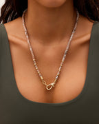 Paisley Bandana Long Necklace || option::18K Gold Plated, Taupe