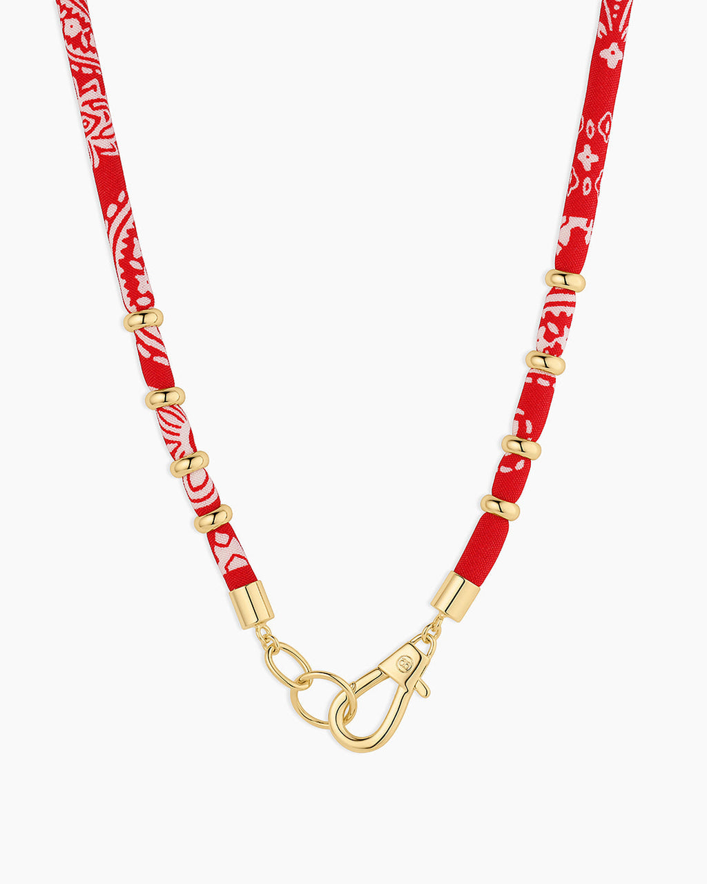 Paisley Bandana Long Necklace || option::18K Gold Plated, Red
