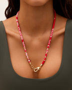 Paisley Bandana Long Necklace || option::18K Gold Plated, Red