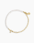 Lou Pearl Alphabet Bracelet || option::18K Gold Plated, A