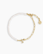 Lou Pearl Alphabet Bracelet || option::18K Gold Plated, A