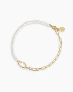Lou Pearl Alphabet Bracelet || option::18K Gold Plated, C