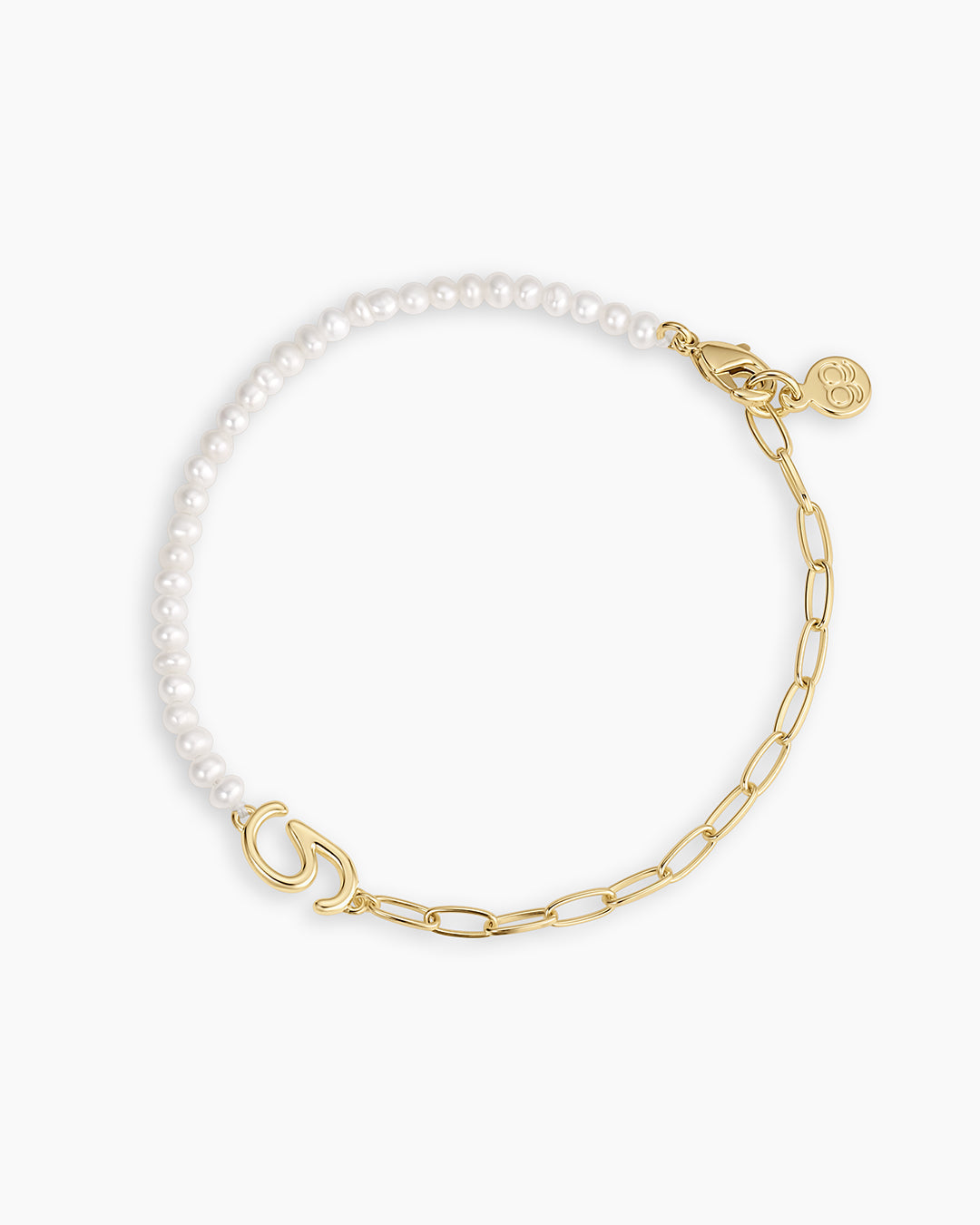 Lou Pearl Alphabet Bracelet || option::18K Gold Plated, G