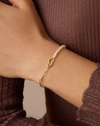 Lou Pearl Alphabet Bracelet || option::18K Gold Plated, G