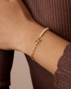 Lou Pearl Alphabet Bracelet || option::18K Gold Plated, H