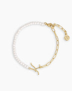 Lou Pearl Alphabet Bracelet || option::18K Gold Plated, K