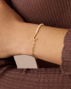 Lou Pearl Alphabet Bracelet || option::18K Gold Plated, L