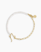 Lou Pearl Alphabet Bracelet || option::18K Gold Plated, N