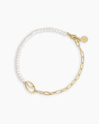 Lou Pearl Alphabet Bracelet || option::18K Gold Plated, O