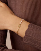 Lou Pearl Alphabet Bracelet || option::18K Gold Plated, O