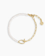 Lou Pearl Alphabet Bracelet || option::18K Gold Plated, Q