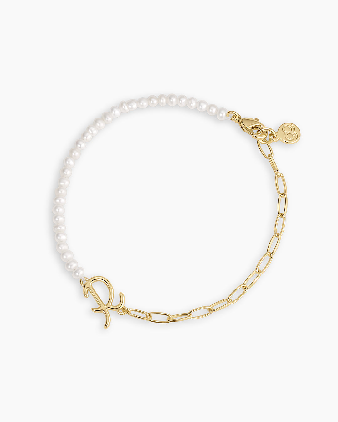 Lou Pearl Alphabet Bracelet || option::18K Gold Plated, R