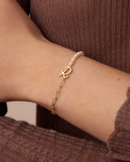 Lou Pearl Alphabet Bracelet || option::18K Gold Plated, R