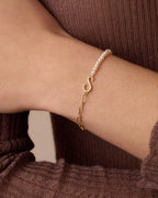 Lou Pearl Alphabet Bracelet || option::18K Gold Plated, S