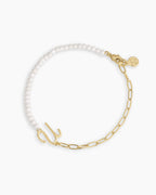 Lou Pearl Alphabet Bracelet || option::18K Gold Plated, U