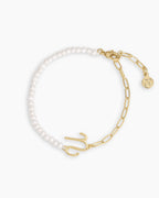 Lou Pearl Alphabet Bracelet || option::18K Gold Plated, U