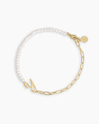 Lou Pearl Alphabet Bracelet || option::18K Gold Plated, Y