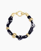 Paisley Bandana Knot Bracelet || option::18K Gold Plated, Navy