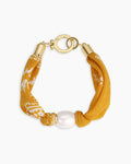 Paisley Bandana Pearl Bracelet || option::18K Gold Plated, Yellow