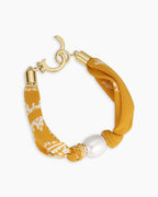 Paisley Bandana Pearl Bracelet || option::18K Gold Plated, Yellow