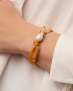 Paisley Bandana Pearl Bracelet || option::18K Gold Plated, Yellow