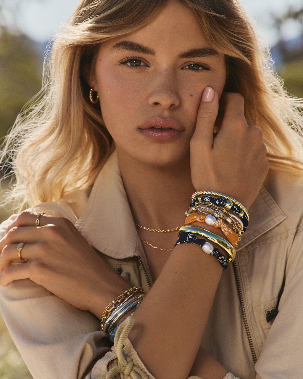Paisley Bandana Pearl Bracelet || option::18K Gold Plated, Yellow