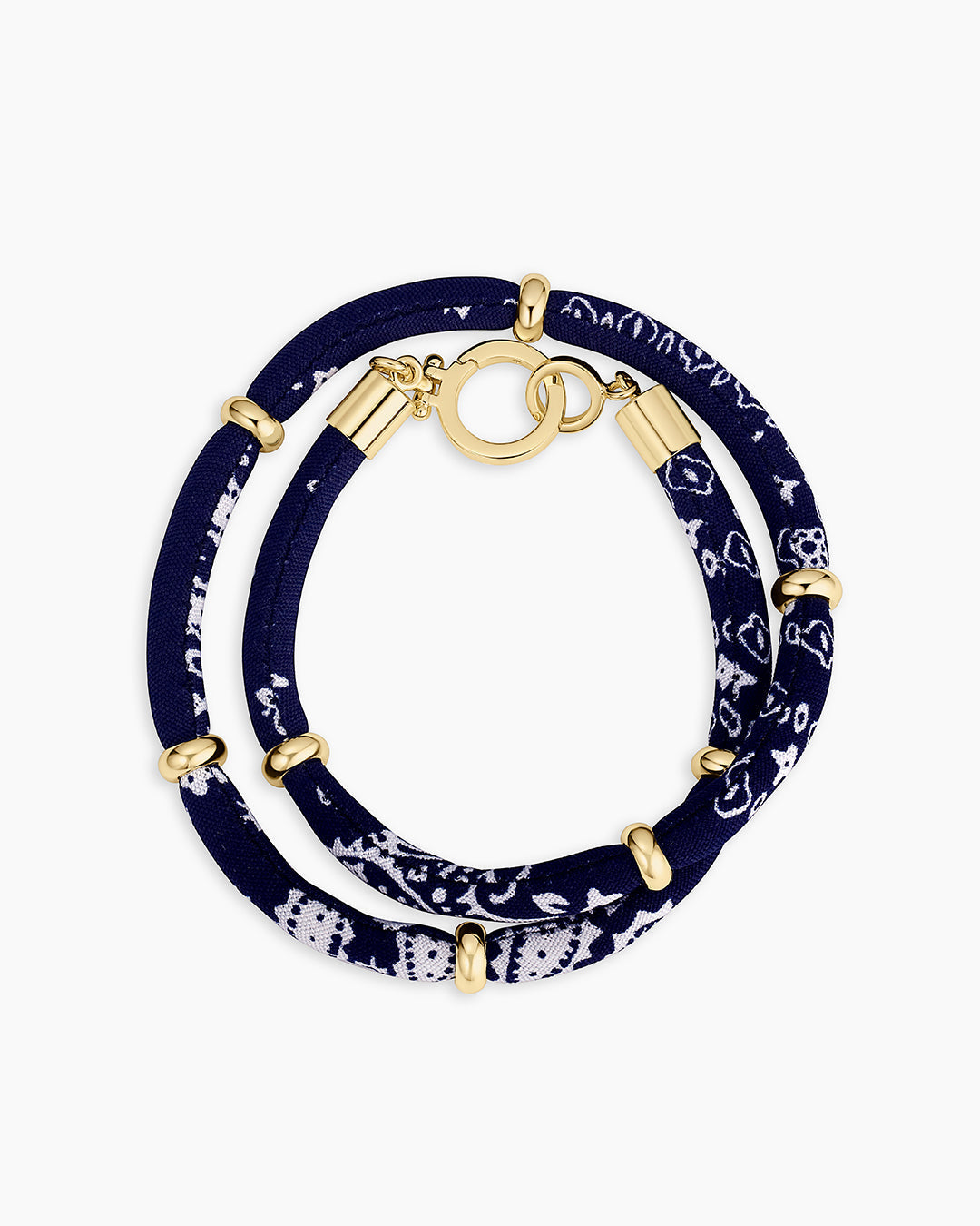 Paisley Bandana Wrap Bracelet || option::18K Gold Plated, Navy