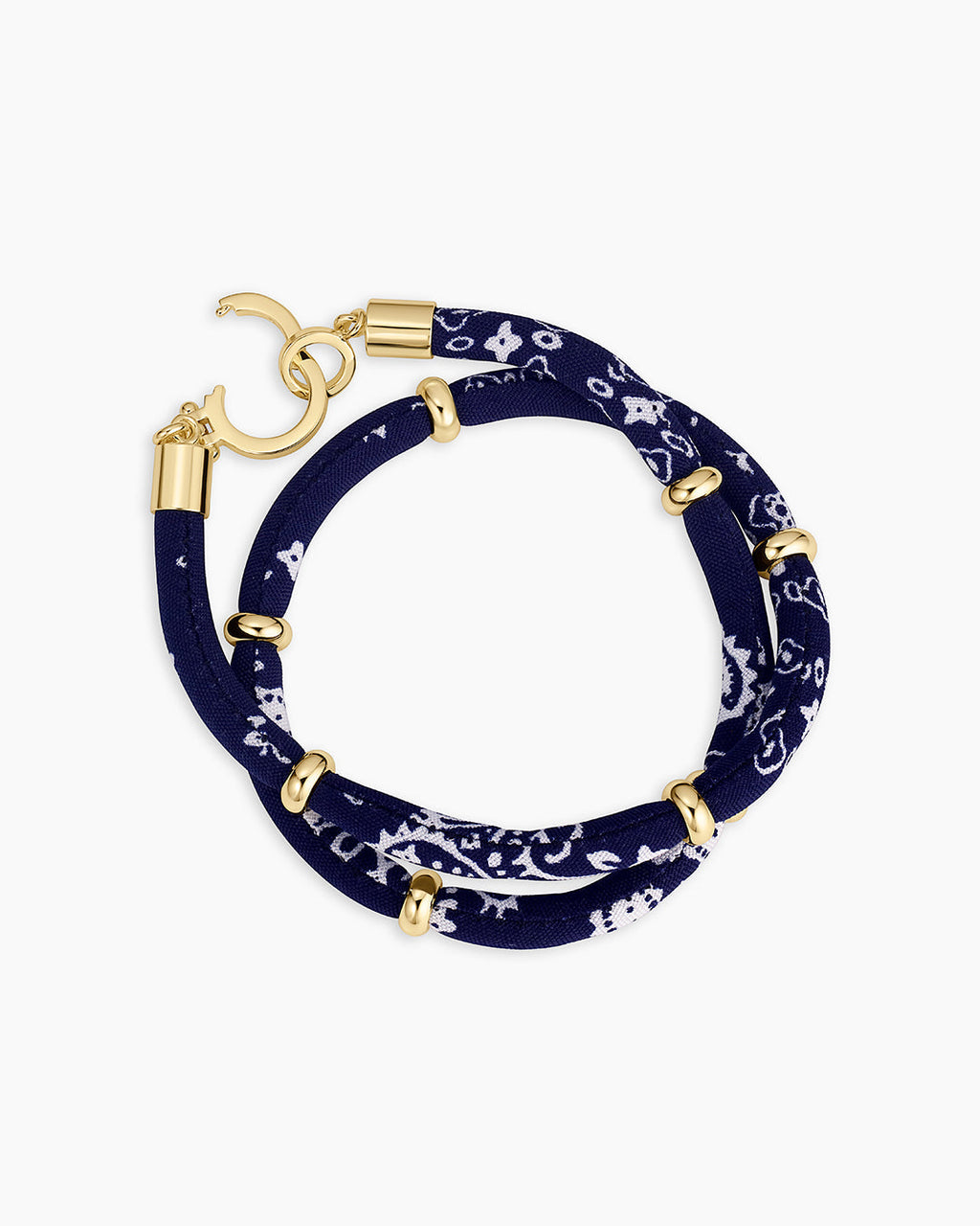 Paisley Bandana Wrap Bracelet || option::18K Gold Plated, Navy