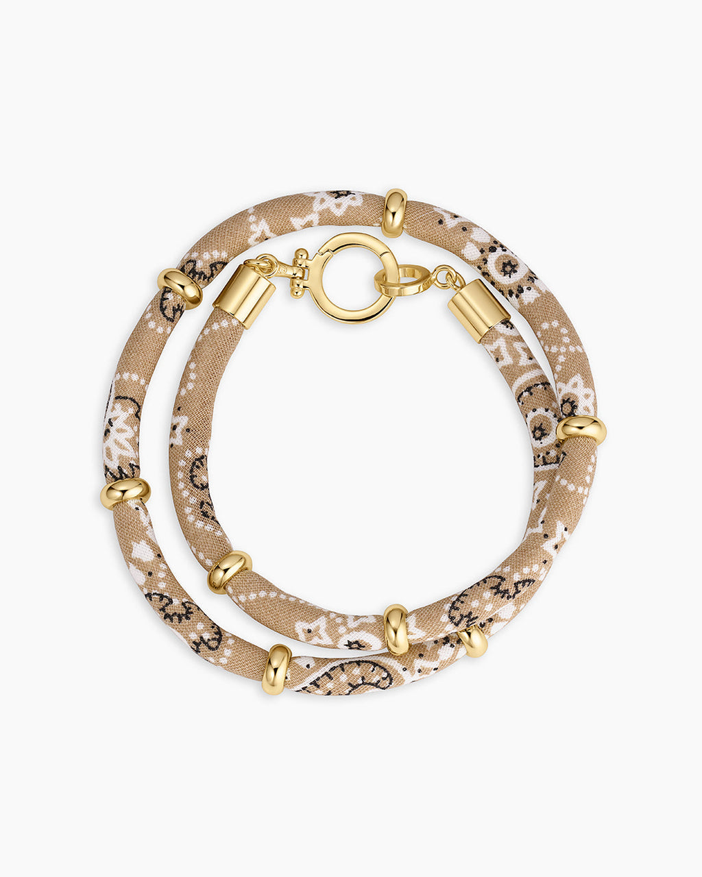 Paisley Bandana Wrap Bracelet || option::18K Gold Plated, Taupe