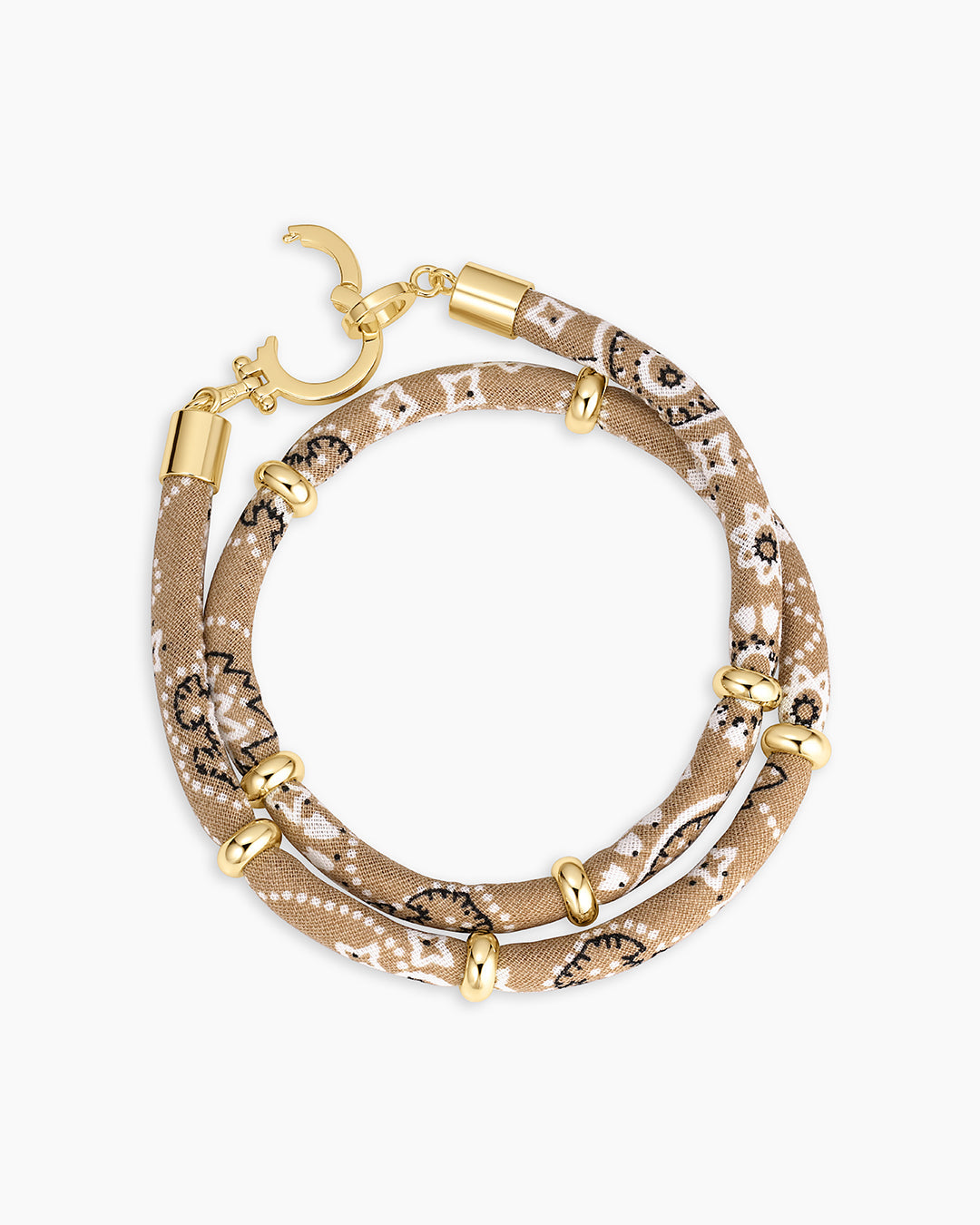 Paisley Bandana Wrap Bracelet || option::18K Gold Plated, Taupe