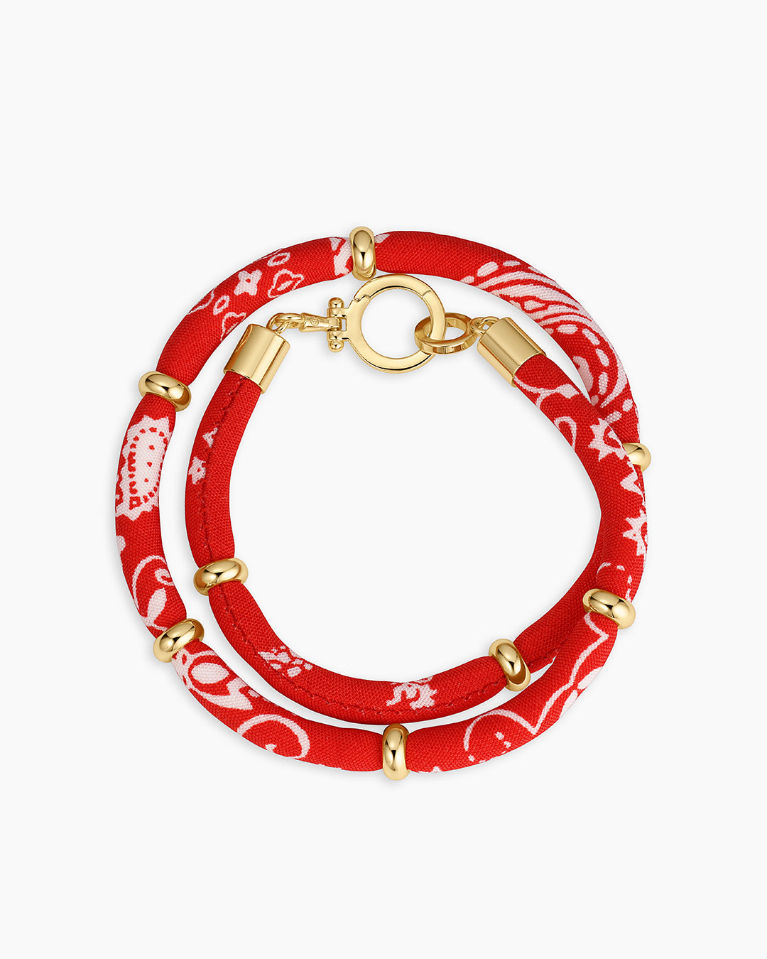 Paisley Bandana Wrap Bracelet || option::18K Gold Plated, Red
