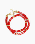 Paisley Bandana Wrap Bracelet || option::18K Gold Plated, Red