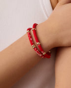 Paisley Bandana Wrap Bracelet || option::18K Gold Plated, Red