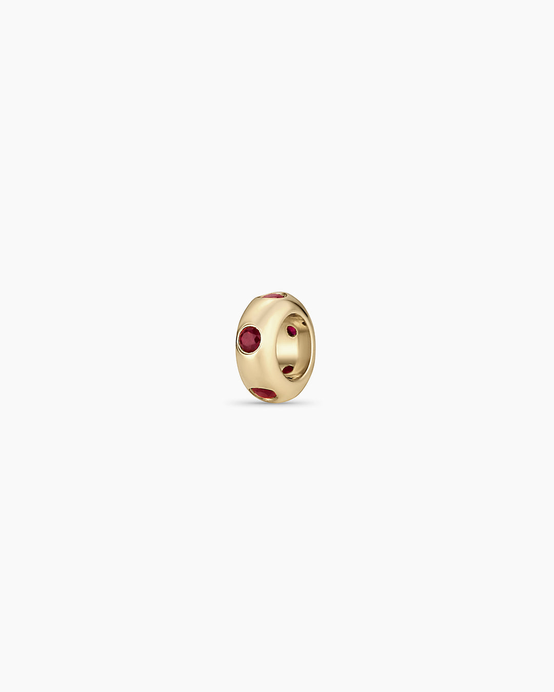 14K Gold Birthstone Halo Charm || option::14K Solid Gold, Ruby - July