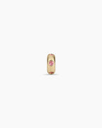 14K Gold Birthstone Halo Charm || option::14K Solid Gold, Pink Tourmaline - October