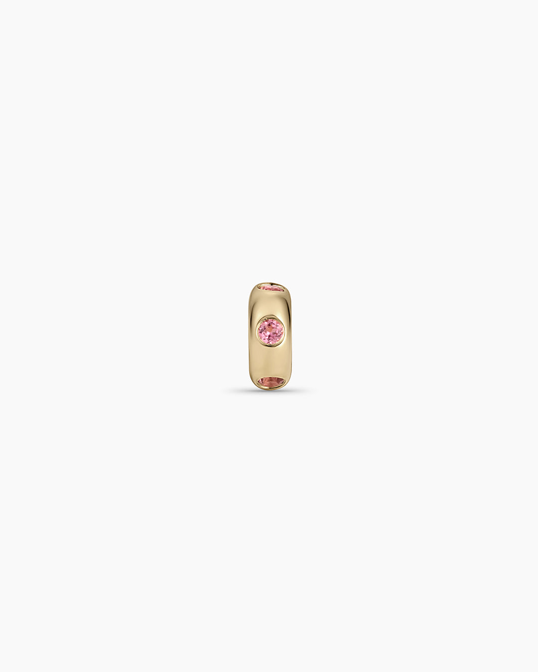 14K Gold Birthstone Halo Charm || option::14K Solid Gold, Pink Tourmaline - October