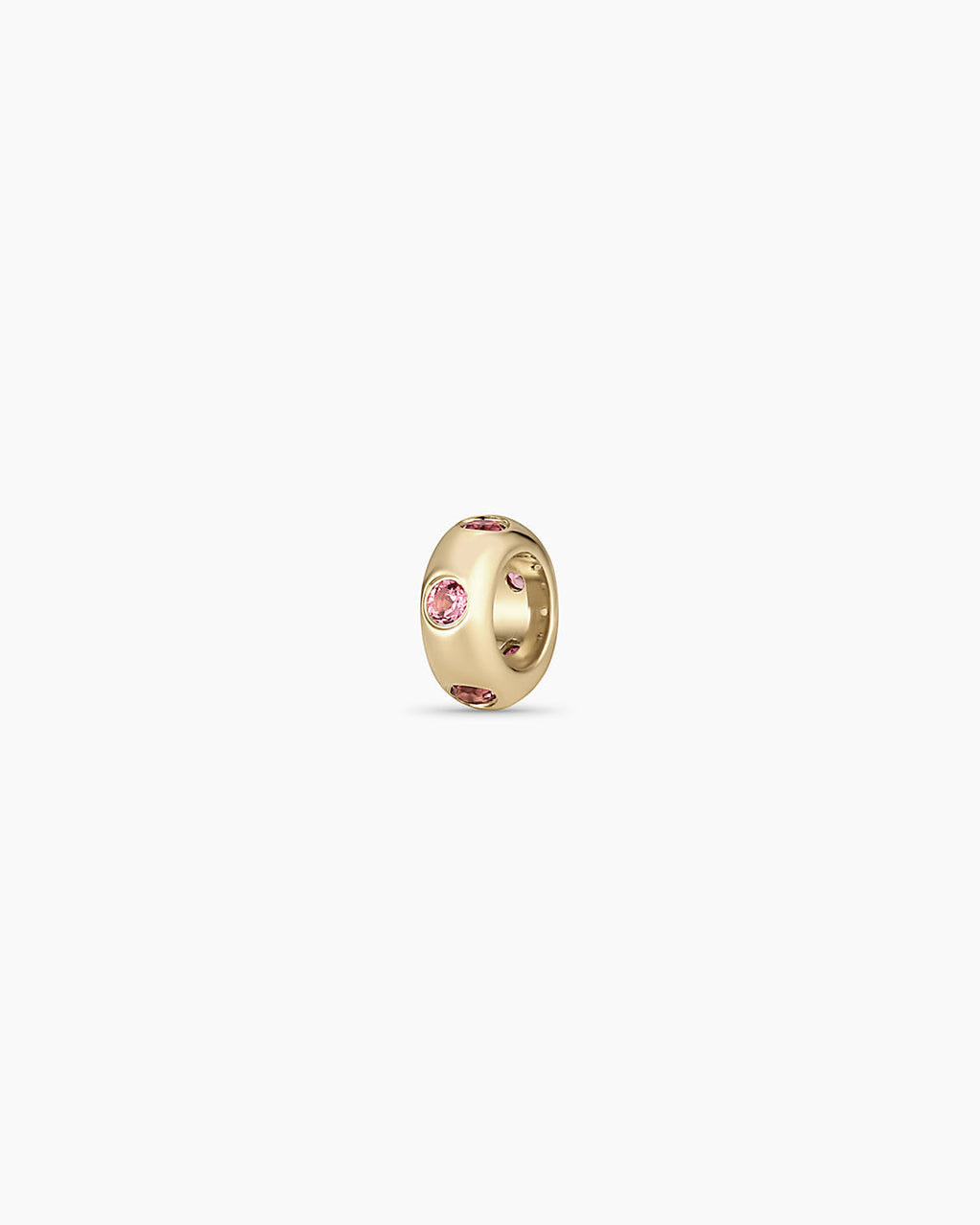 14K Gold Birthstone Halo Charm || option::14K Solid Gold, Pink Tourmaline - October