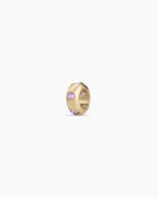 14K Gold Birthstone Halo Charm || option::14K Solid Gold, Amethyst - February