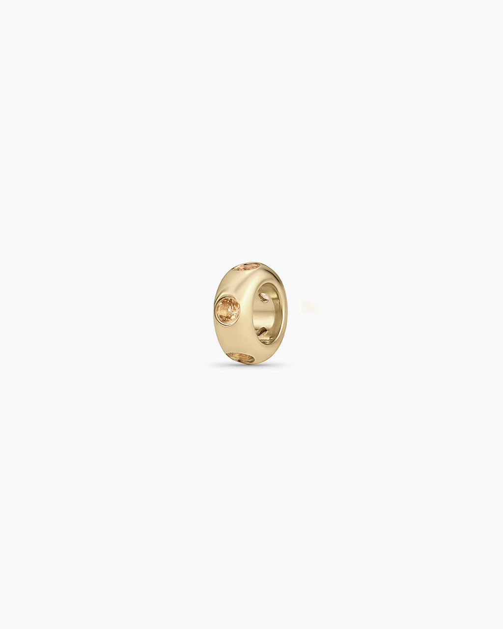 14K Gold Birthstone Halo Charm || option::14K Solid Gold, Citrine - November