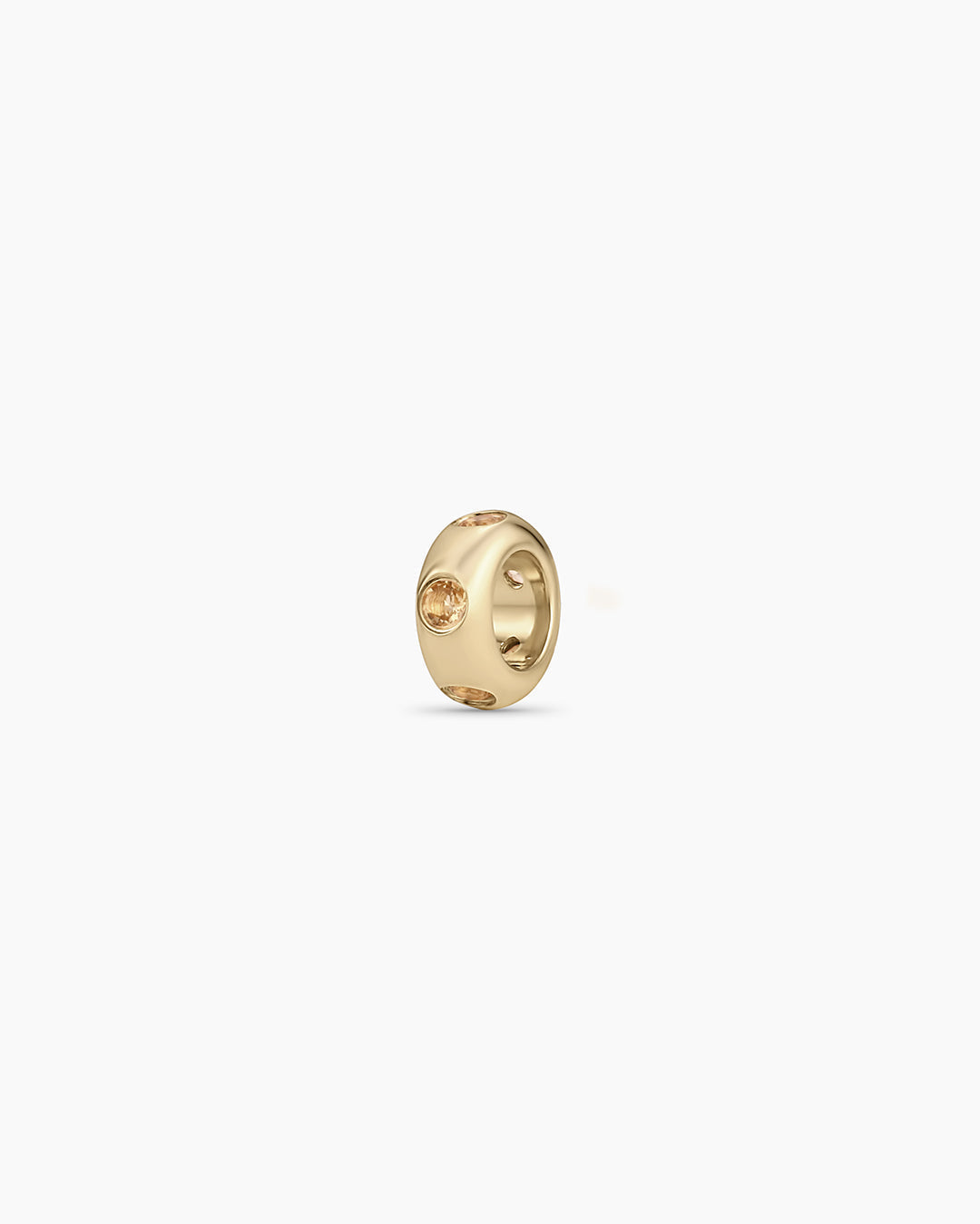 14K Gold Birthstone Halo Charm || option::14K Solid Gold, Citrine - November