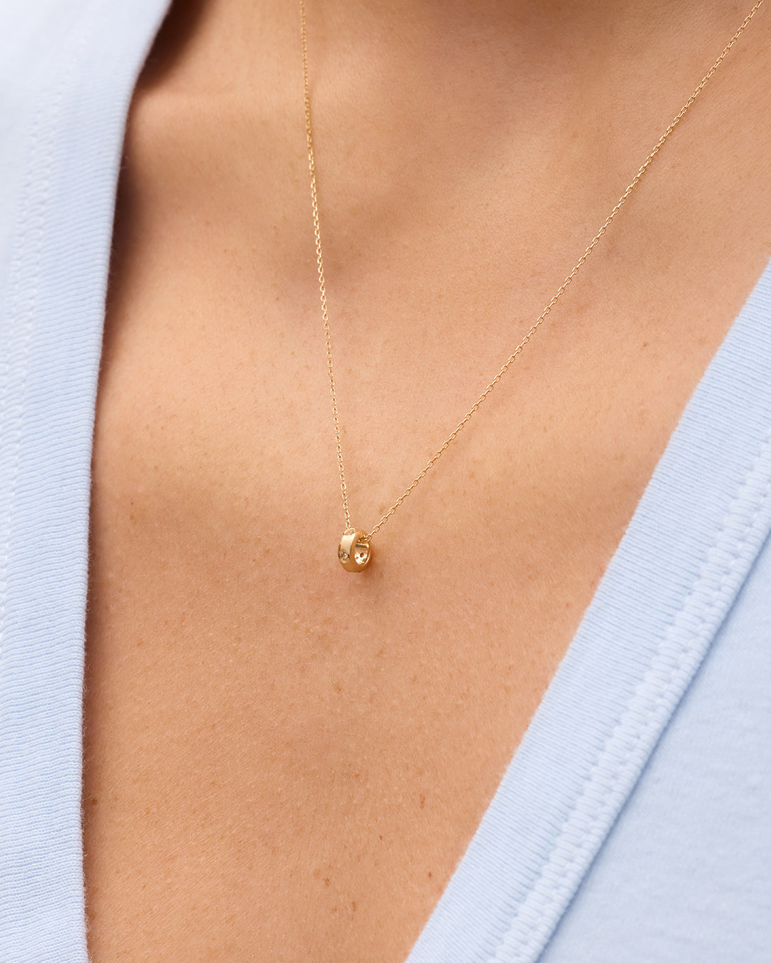 14K Gold Birthstone Halo Charm || option::14K Solid Gold, Citrine - November