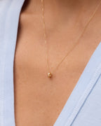 14K Gold Birthstone Halo Charm || option::14K Solid Gold, White Topaz - April