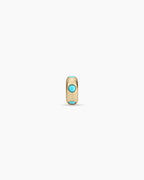 14K Gold Birthstone Halo Charm || option::14K Solid Gold, Turquoise - December